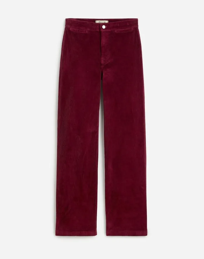 Women The Emmett WideLeg Pant In Corduroy Welt Pocket Edition Bordeaux Madewell Pants