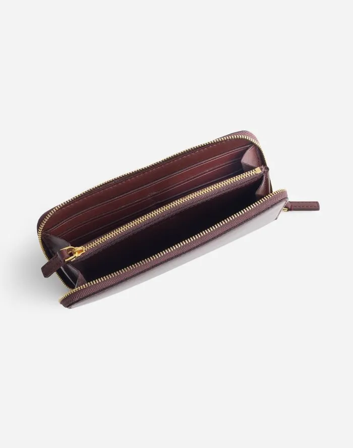Women The Essential Continental Zip Wallet In Leather Chocolate Raisin Madewell Pouches and Wallets