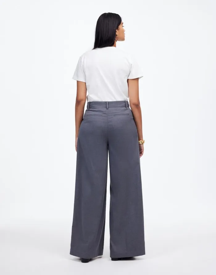 Women The Harlow SuperwideLeg Trouser In Flannel Light Grey Madewell Pants