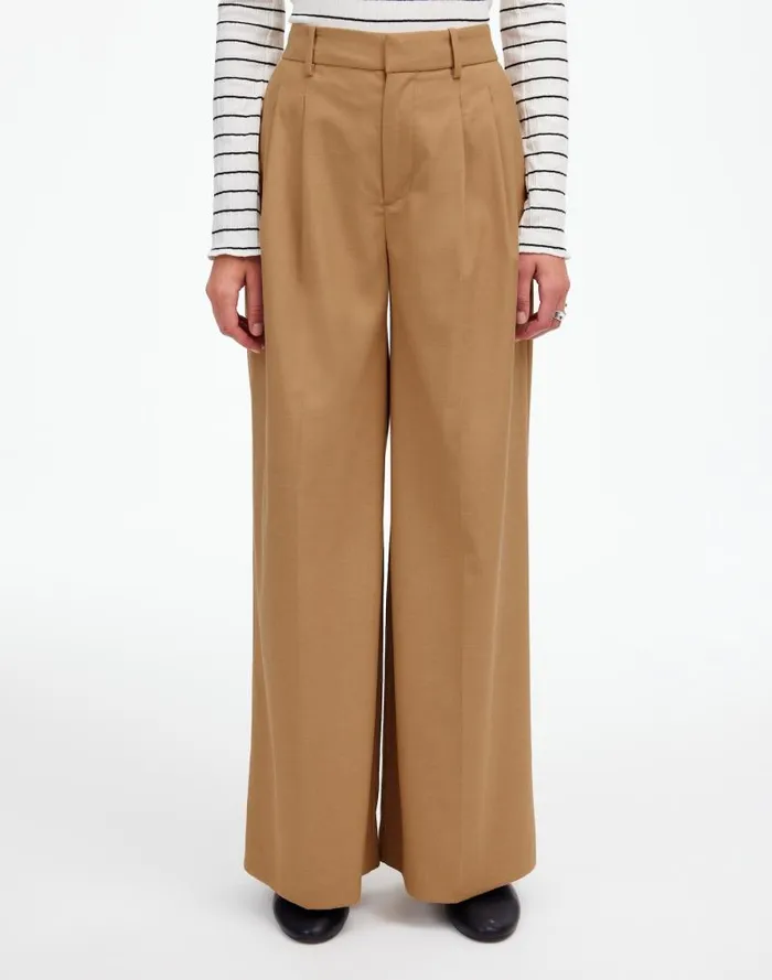 Women The Harlow SuperwideLeg Trouser In Flannel Light Neutral Madewell Pants