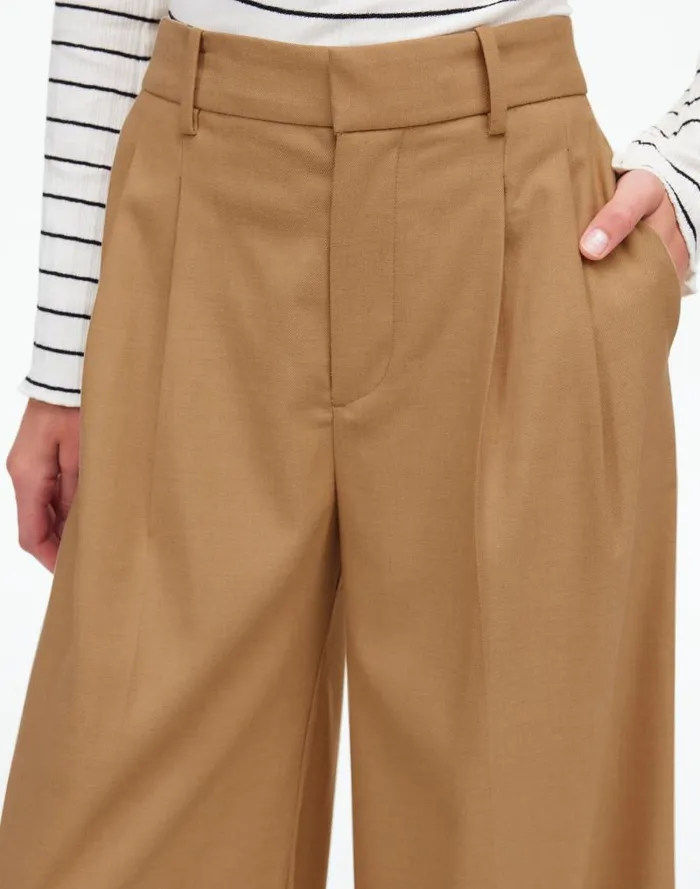 Women The Harlow SuperwideLeg Trouser In Flannel Light Neutral Madewell Pants