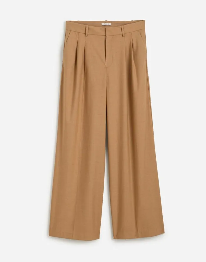 Women The Harlow SuperwideLeg Trouser In Flannel Light Neutral Madewell Pants