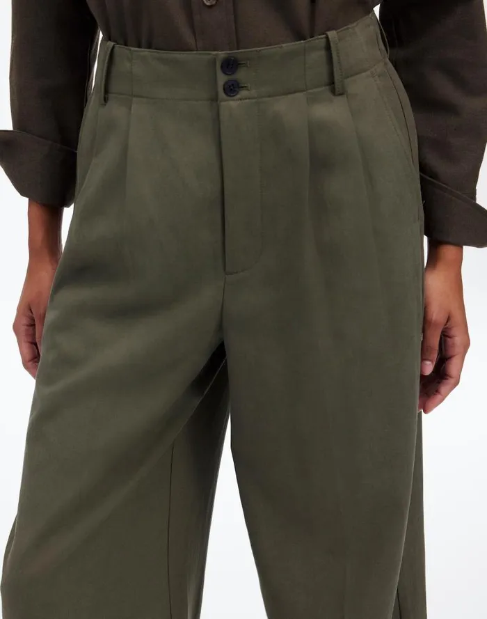 Women The Harlow WideLeg Pant In Drapey Twill Faded Ivy Madewell Pants