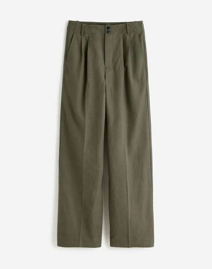 Women The Harlow WideLeg Pant In Drapey Twill Faded Ivy Madewell Pants