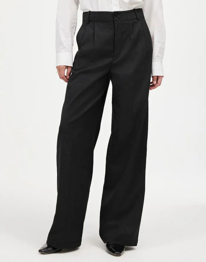 Women The Harlow WideLeg Pant In Flannel Dark Grey Madewell Pants