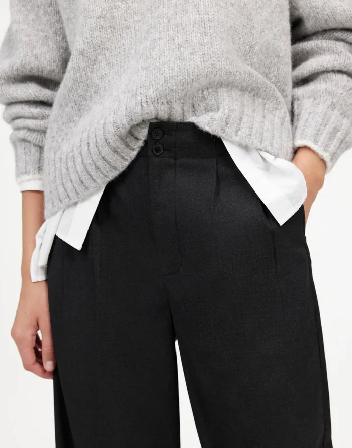 Women The Harlow WideLeg Pant In Flannel Dark Grey Madewell Pants