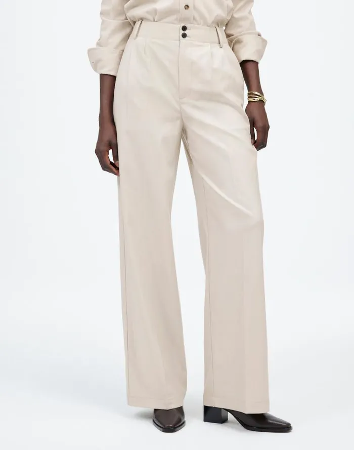 Women The Harlow WideLeg Pant In Flannel Pebble Stone Madewell Pants