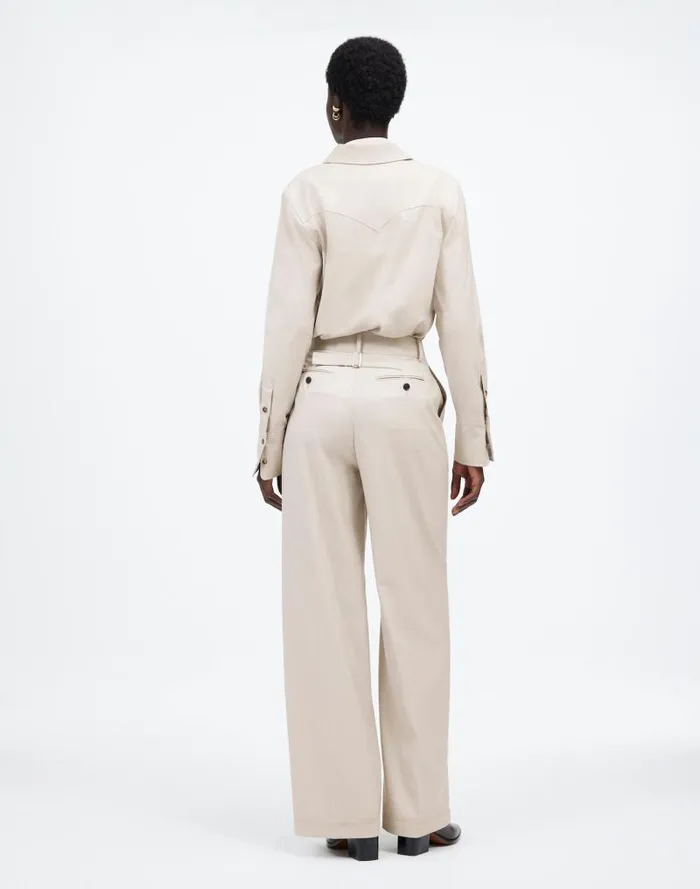 Women The Harlow WideLeg Pant In Flannel Pebble Stone Madewell Pants