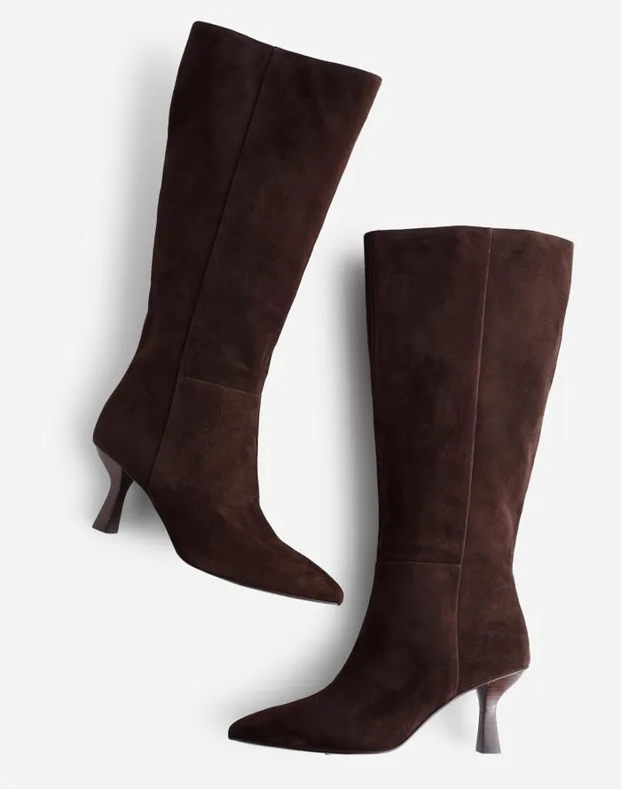 Women The Justine Knee Boot With Extended Calf Dark Carob Madewell Boots