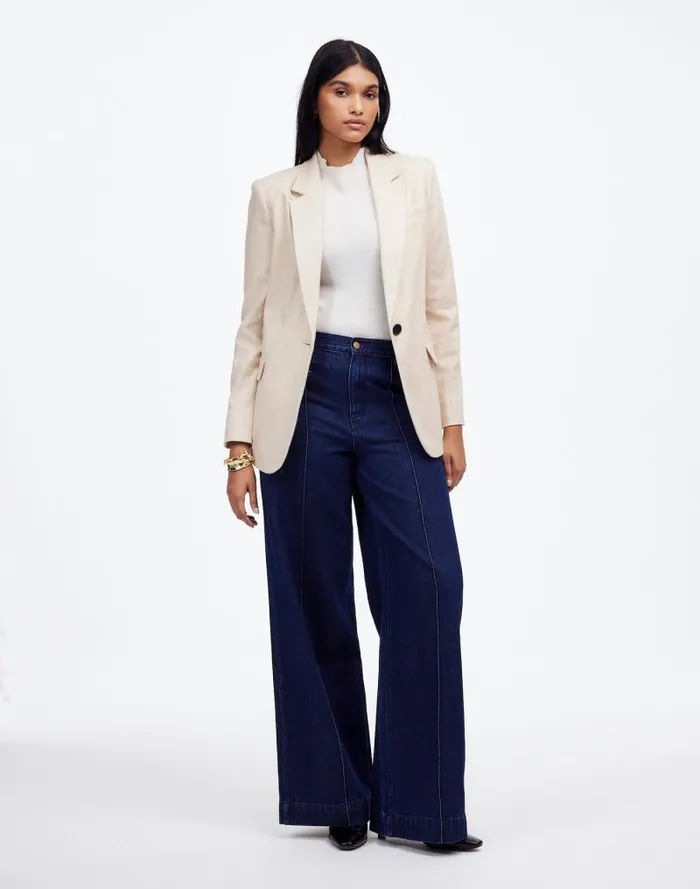 Women The Kline Blazer Oatmeal Herringbone Madewell Coats Jackets