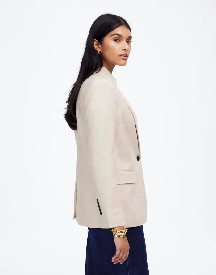 Women The Kline Blazer Oatmeal Herringbone Madewell Coats Jackets