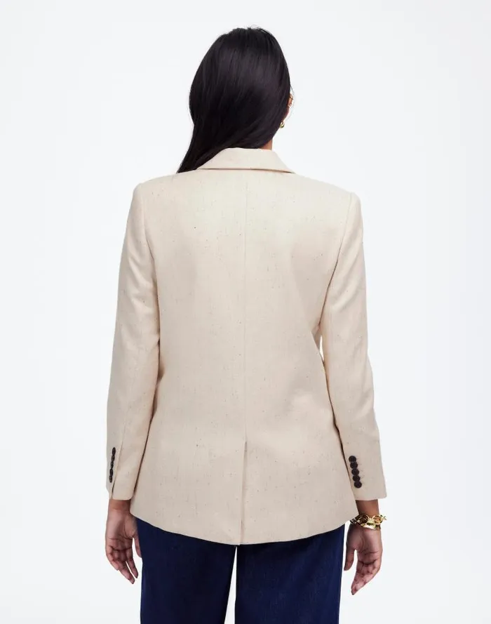 Women The Kline Blazer Oatmeal Herringbone Madewell Coats Jackets