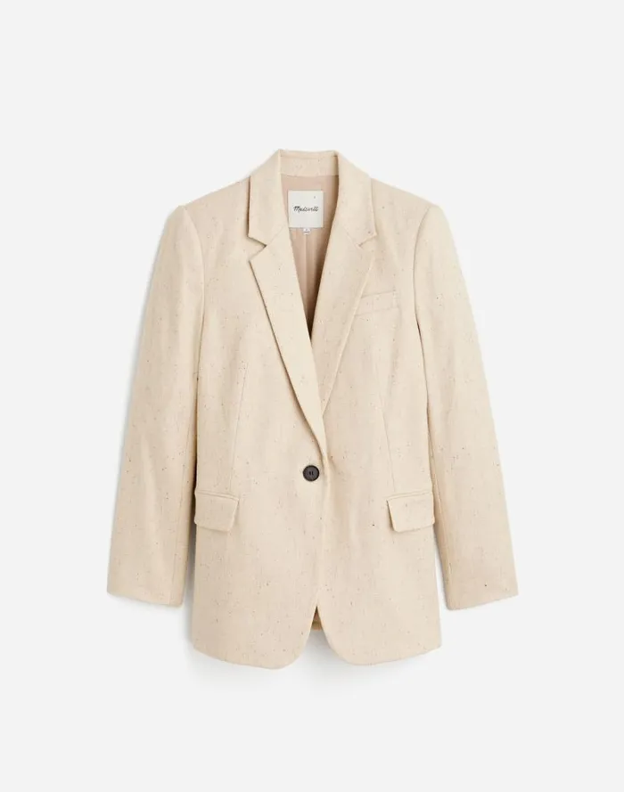 Women The Kline Blazer Oatmeal Herringbone Madewell Coats Jackets