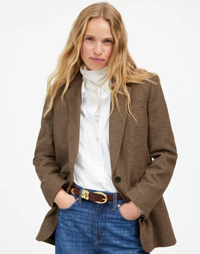 Women The Kline Blazer Parton Check Madewell Coats Jackets