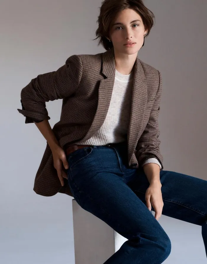 Women The Kline Blazer Parton Check Madewell Coats Jackets