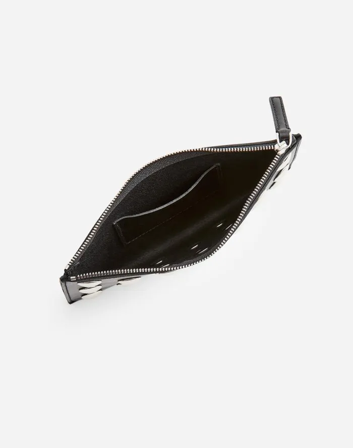 Women The Pouch Clutch In Leather True Black Multi Madewell Pouches and Wallets