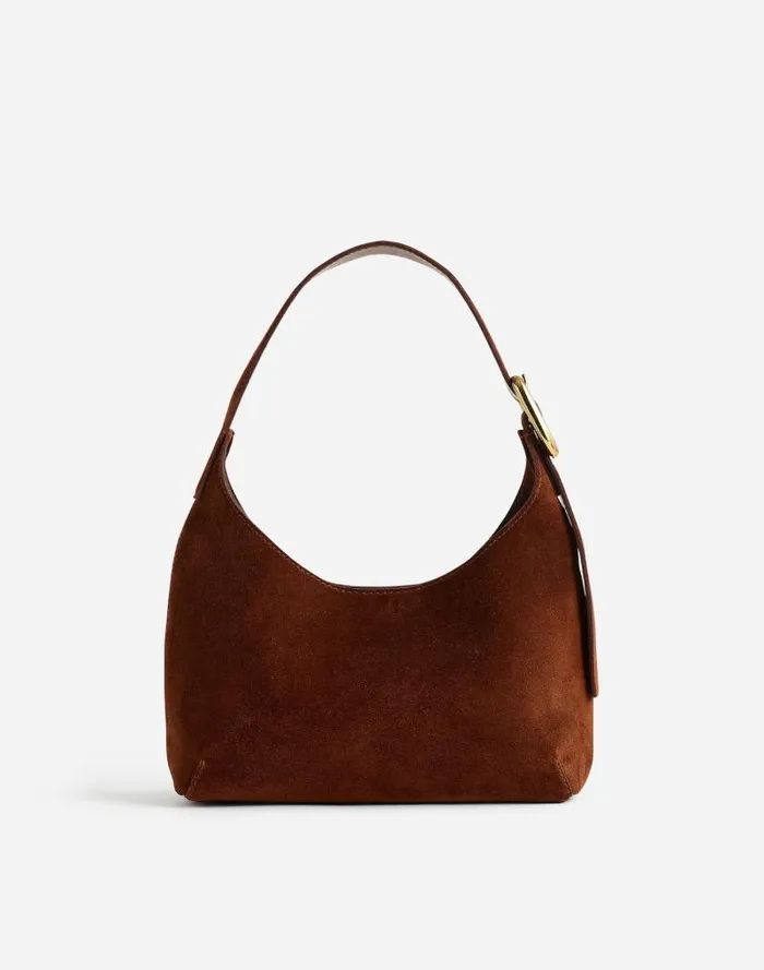 Women The SculpturalBuckle Shoulder Bag Soft Mahogany Madewell Bags