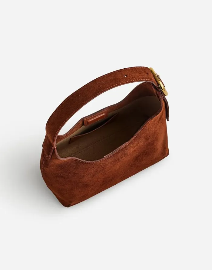 Women The SculpturalBuckle Shoulder Bag Soft Mahogany Madewell Bags