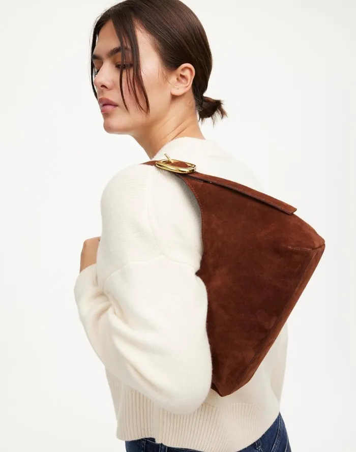 Women The SculpturalBuckle Shoulder Bag Soft Mahogany Madewell Bags