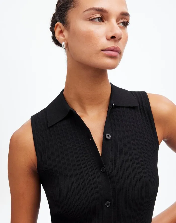 Women The Signature Knit ButtonFront Vest Abyss Madewell Sweaters