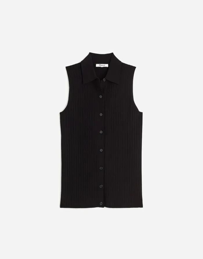 Women The Signature Knit ButtonFront Vest Abyss Madewell Sweaters