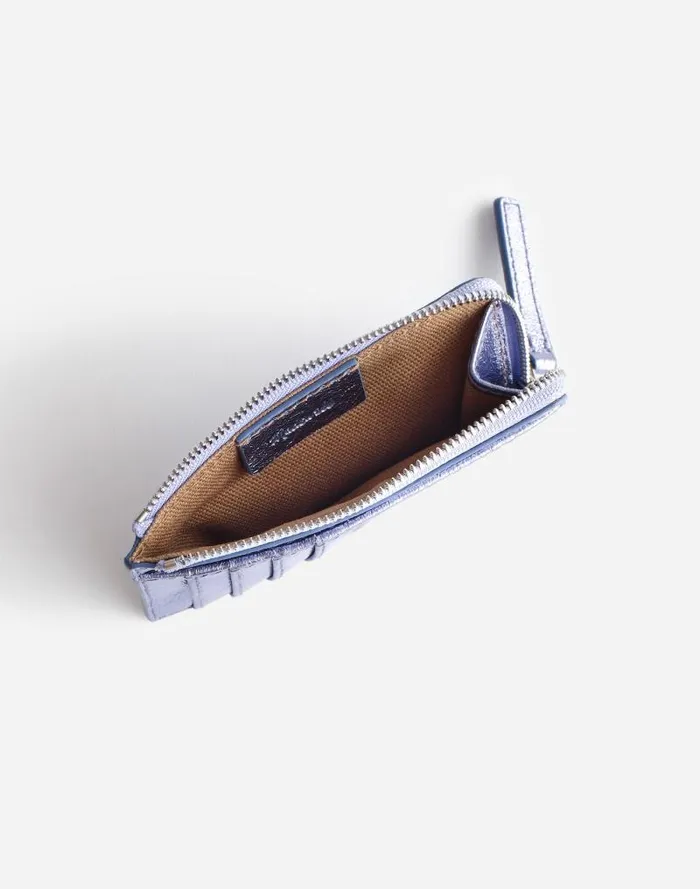 Women The Zip Card Case Wallet Lilac Metallic Madewell Pouches and Wallets