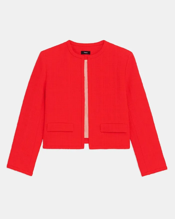 Women Theory Blazers Jackets Cropped Jacket In Cotton Tweed Grenadine