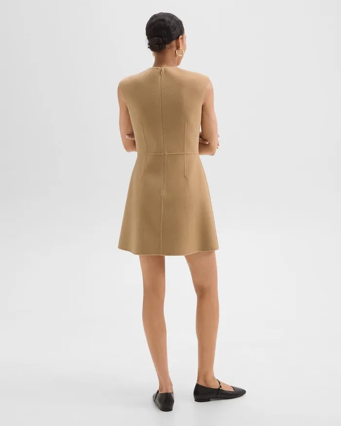 Women Theory Dresses Mini Wrap Dress In DoubleFace WoolCashmere New Camel