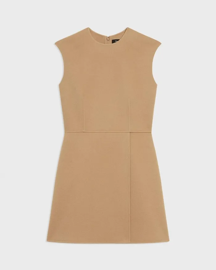 Women Theory Dresses Mini Wrap Dress In DoubleFace WoolCashmere New Camel