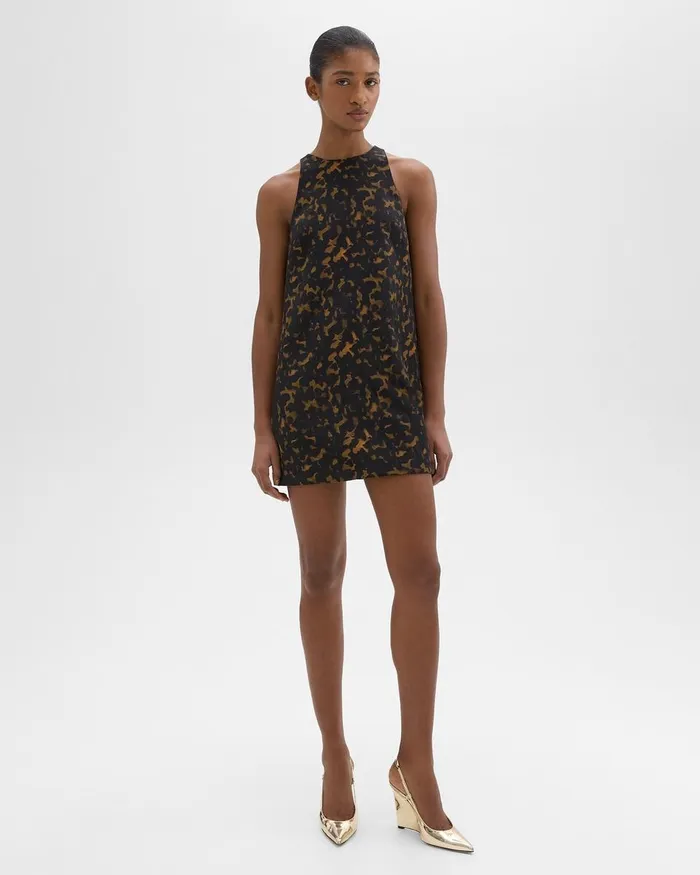 Women Theory Dresses Shift Dress In Tortoiseshell Printed Crepe Dark Brown Multi Women Theory Dresses Shift Dress In Tortoiseshell Printed Crepe Dark Brown Multi