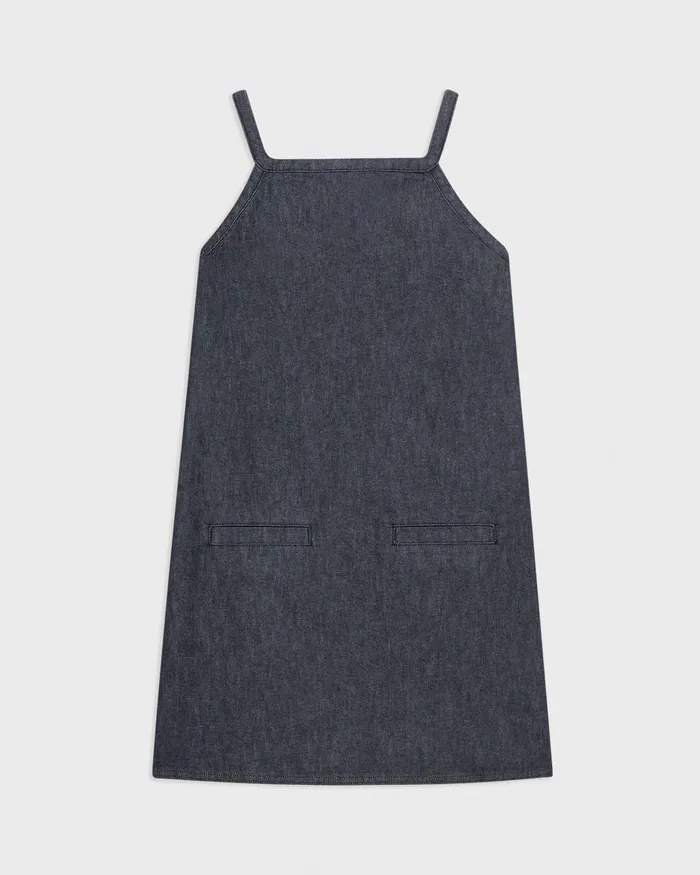 Women Theory Dresses Square Neck Mini Dress In Crisp Denim Indigo
