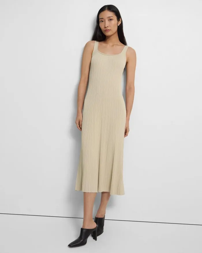 Women Theory Dresses Tank Dress In Stretch Knit Butter Yellow