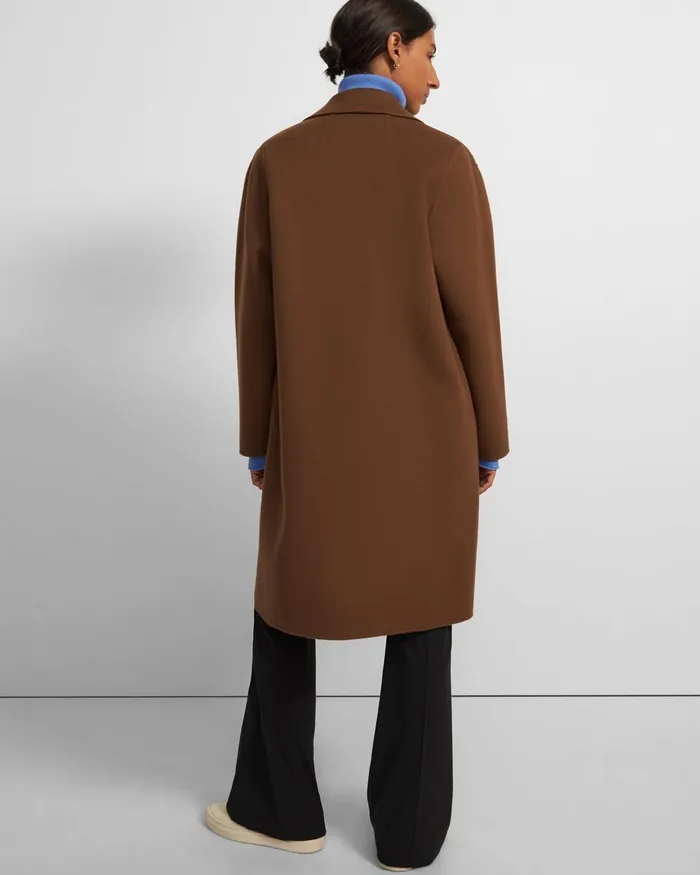 Women Theory Outerwear Overcoat In DoubleFace WoolCashmere Russet