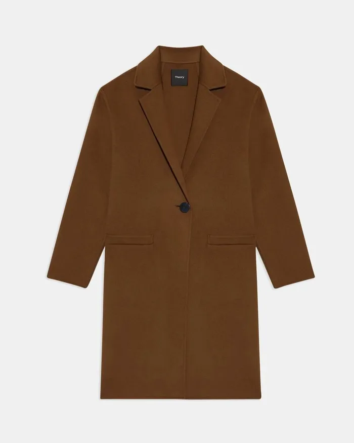 Women Theory Outerwear Overcoat In DoubleFace WoolCashmere Russet