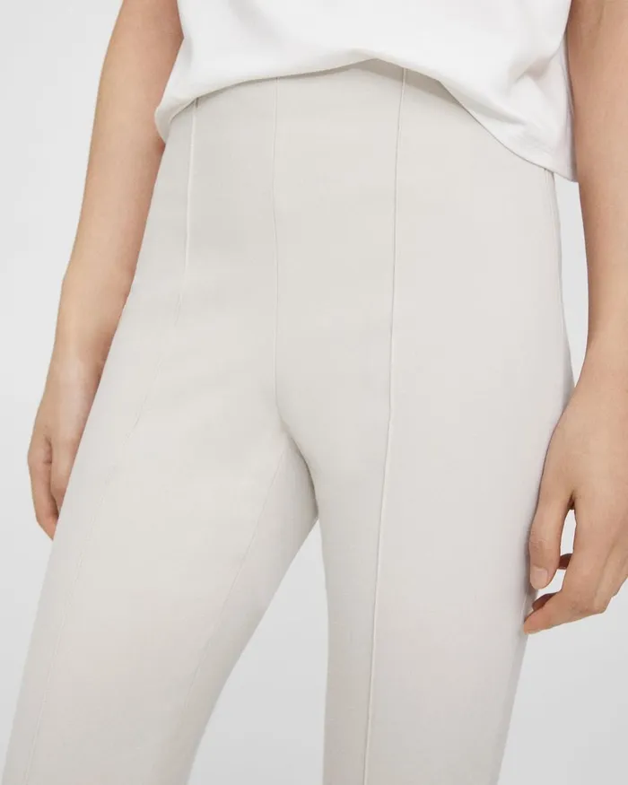 Women Theory Pants Pintucked Slim Pant In Stretch Cotton Sand