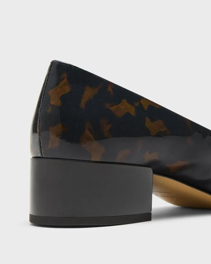 Women Theory Shoes Ballet Pump In Tortoiseshell Print Leather Blackbrown