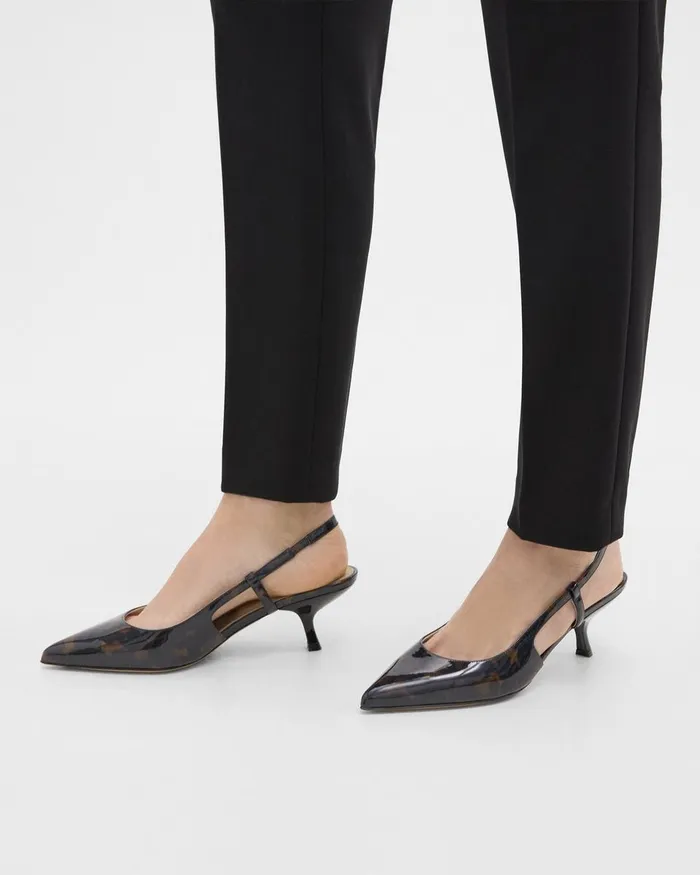 Women Theory Shoes Micro Slingback Pump In Tortoiseshell Printed Leather Blackbrown Women Theory Shoes Micro Slingback Pump In Tortoiseshell Printed Leather Blackbrown