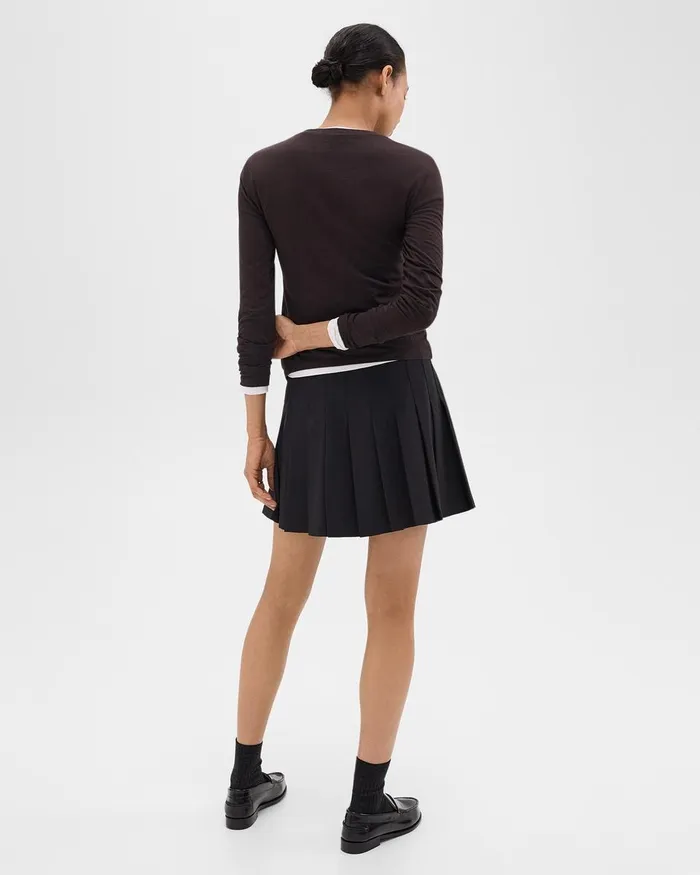 Women Theory Skirts Pleated Mini Skirt In Stretch WoolBlend Black