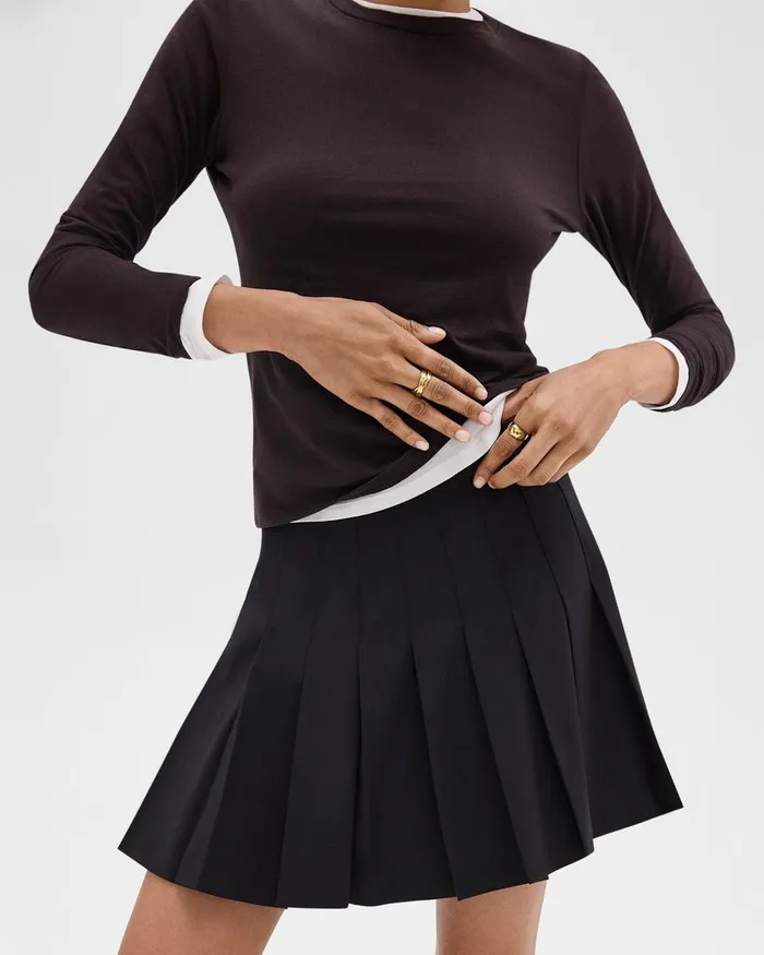 Women Theory Skirts Pleated Mini Skirt In Stretch WoolBlend Black