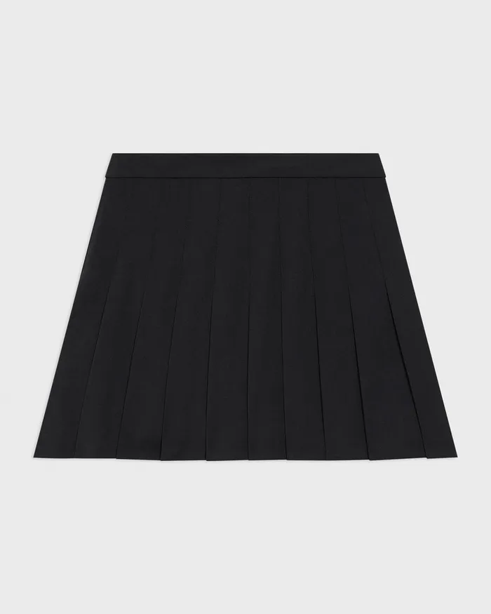 Women Theory Skirts Pleated Mini Skirt In Stretch WoolBlend Black