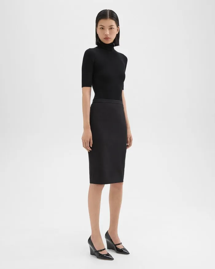 Women Theory Skirts Slim Pencil Skirt In Stretch Wool Black