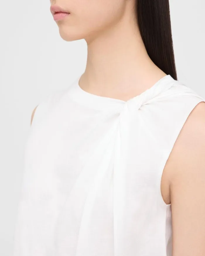 Women Theory Suits Twisted Tank Top In Organic Cotton White