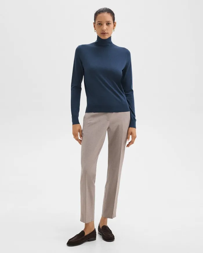 Women Theory Sweaters Cardigans Turtleneck Sweater In Regal Wool Ash Blue