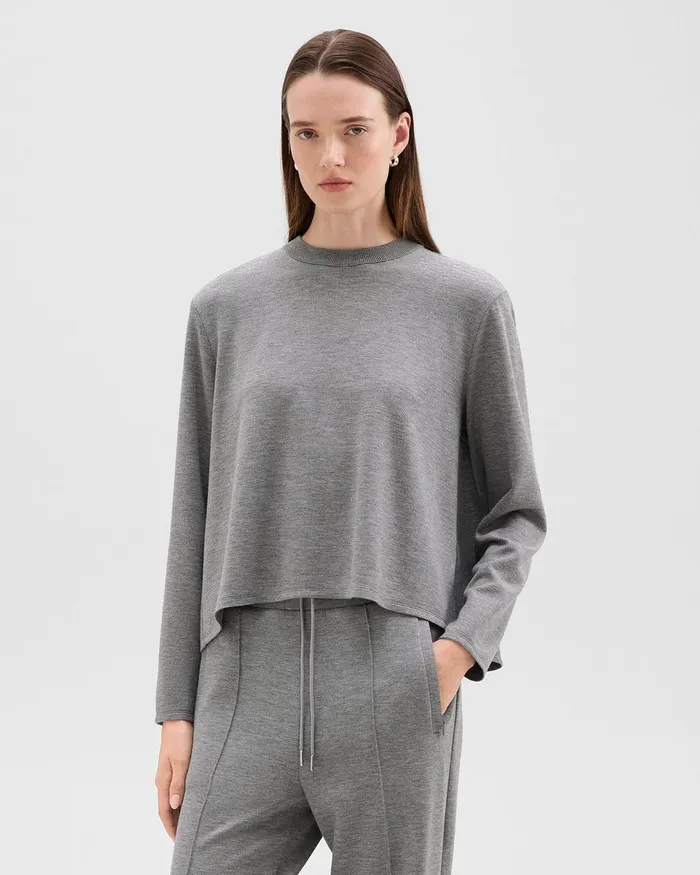 Women Theory TShirts Tank Tops ALine Sweatshirt In DoubleKnit Jersey Grey Meloat Mel Women Theory TShirts Tank Tops ALine Sweatshirt In DoubleKnit Jersey Grey Meloat Mel