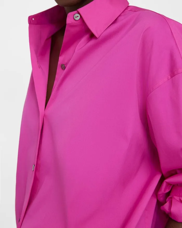 Women Theory Tops Oversized Shirt In Cotton Carnation