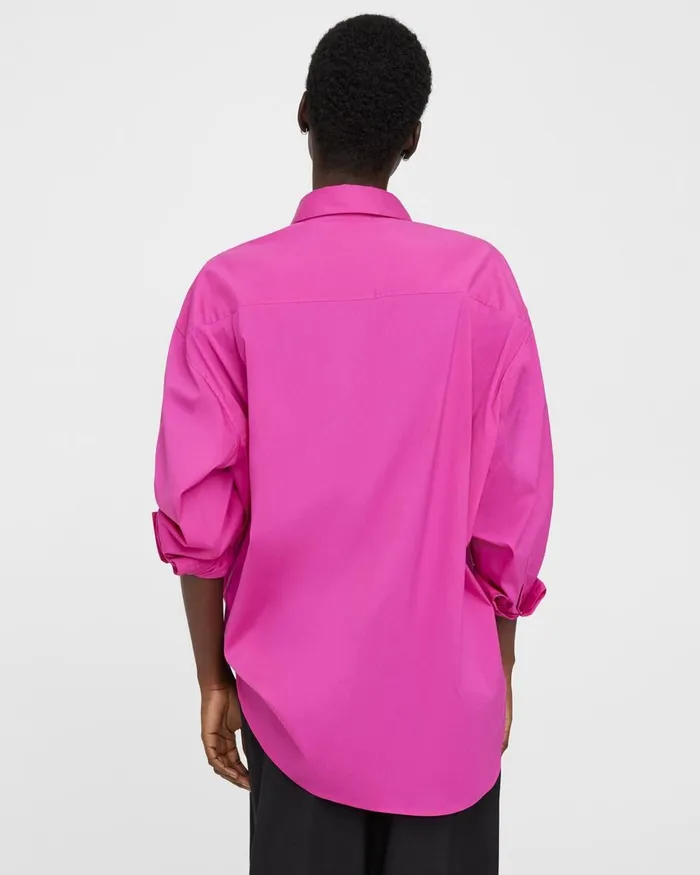 Women Theory Tops Oversized Shirt In Cotton Carnation