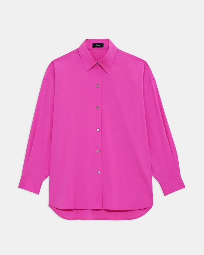 Women Theory Tops Oversized Shirt In Cotton Carnation
