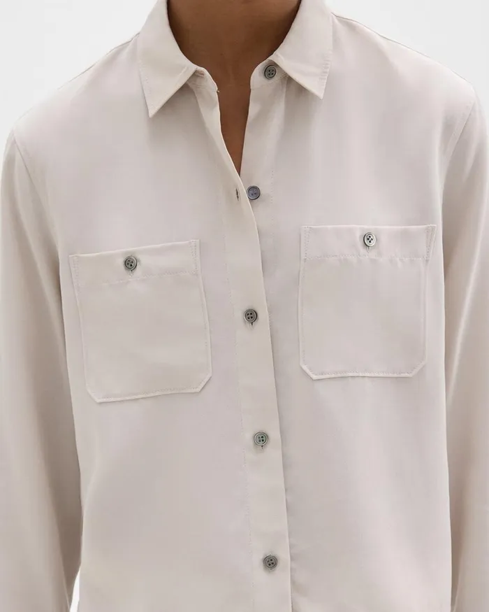 Women Theory Tops Patch Pocket Shirt In Fluid Twill New Sand