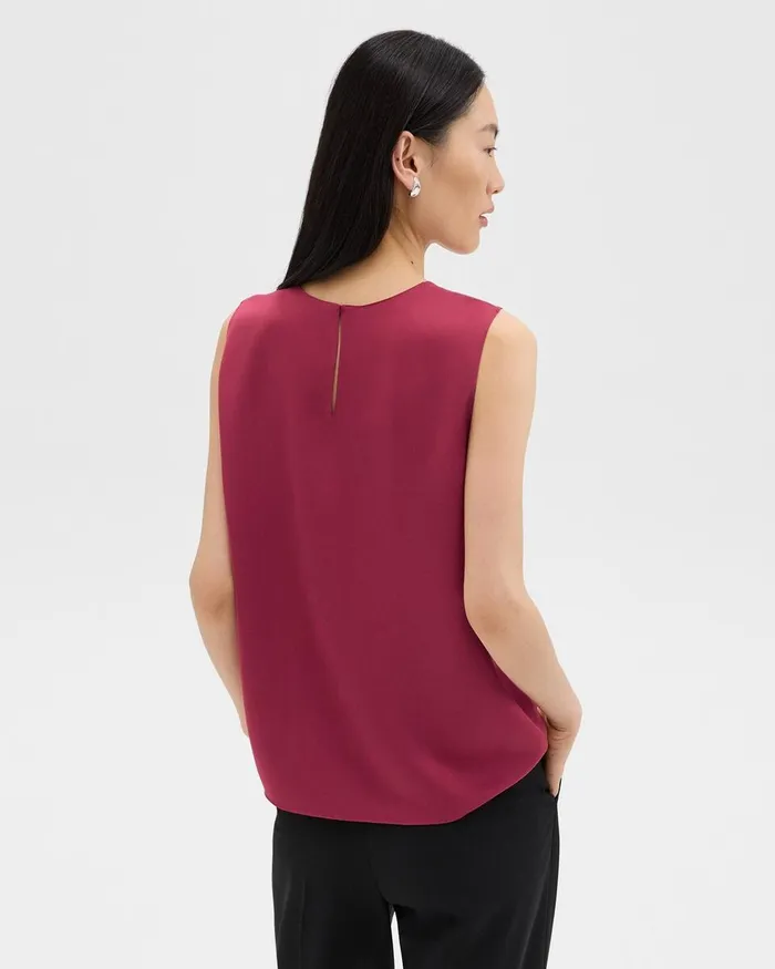 Women Theory Tops Shell Top In Silk Georgette Deep Rose
