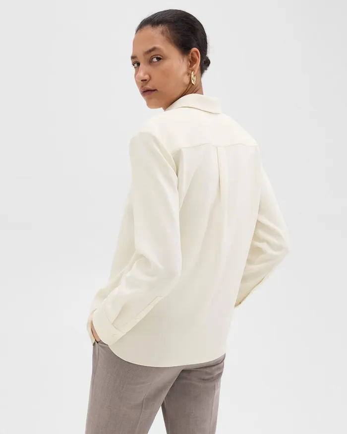 Women Theory Tops Straight Shirt In Admiral Crepe Rice